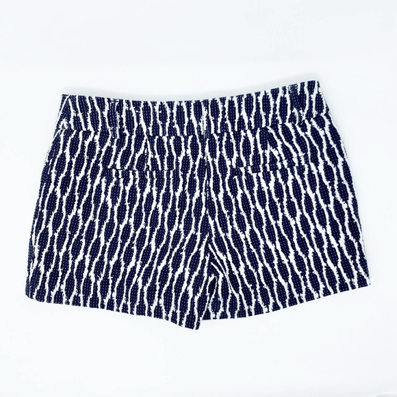 LOFT Navy Textured Cotton Patterned Shorts Size 0 - Picture 1 of 5